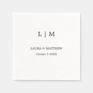 Simple Monogram White Wedding Napkin