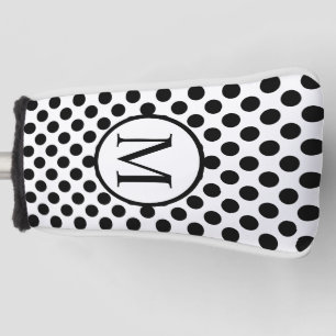 Simple Monogram with Black Polka Dots Golf Head Cover