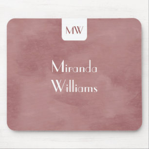Simple Monogram With Name Modern Rosy Brown Mouse Pad