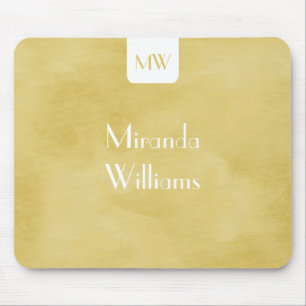 Simple Monogram With Name Modern Yellow Mouse Pad
