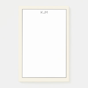 Simple Monogrammed Cream and Black Post-it Notes