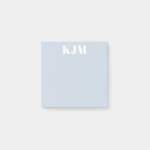 Simple Monogrammed Dusty Blue Postit Post-it Notes