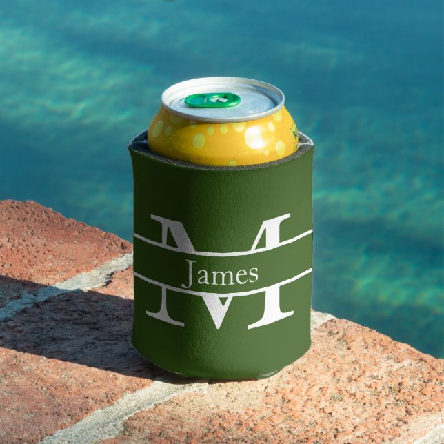 Simple Monogrammed Name Personalised Can Cooler (In Situ Pool)