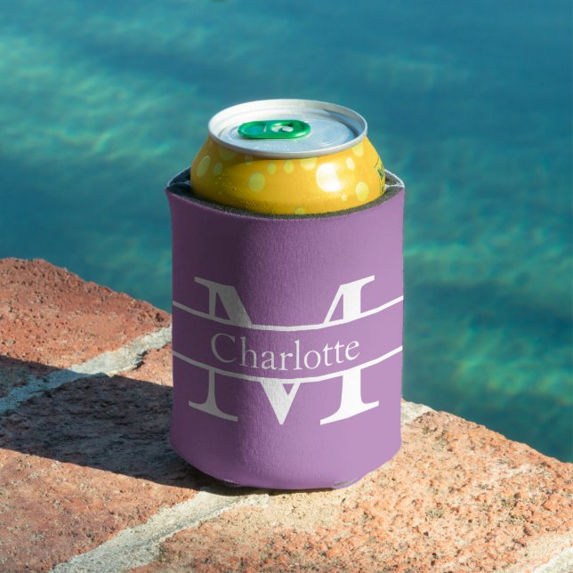 Simple Monogrammed Name Personalised Can Cooler (In Situ Pool)