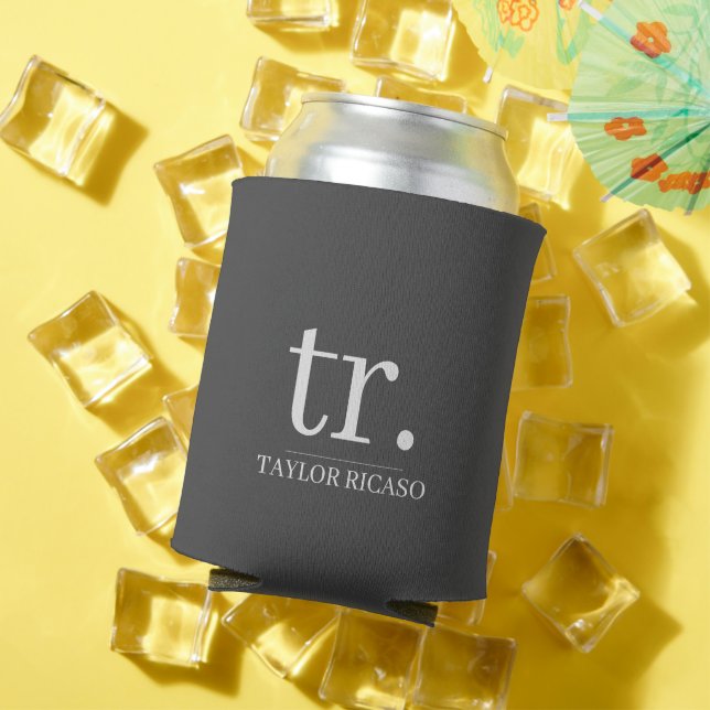 Simple Monogrammed Name Personalised Can Cooler (In Situ Summer)