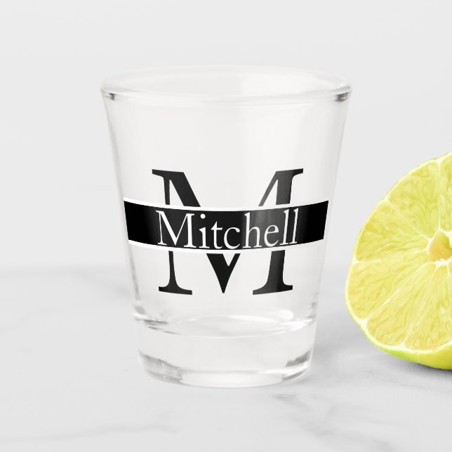 Simple Monogrammed Name Personalised Shot Glass (Front)