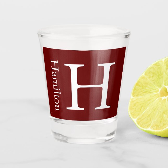 Simple Monogrammed Name Personalised Shot Glass (Front)