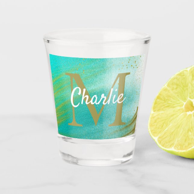 Simple Monogrammed Name Personalised Shot Glass (Front)
