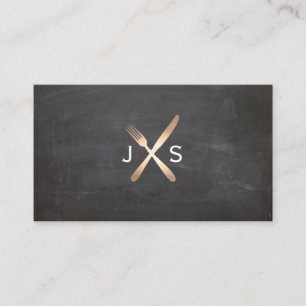 Simple Monogrammed Personal Chef Catering Black Business Card