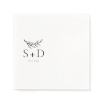 Simple Monogrammed Wedding Napkins