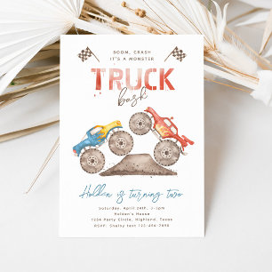 Simple Monster Truck Birthday Invitation   Modern
