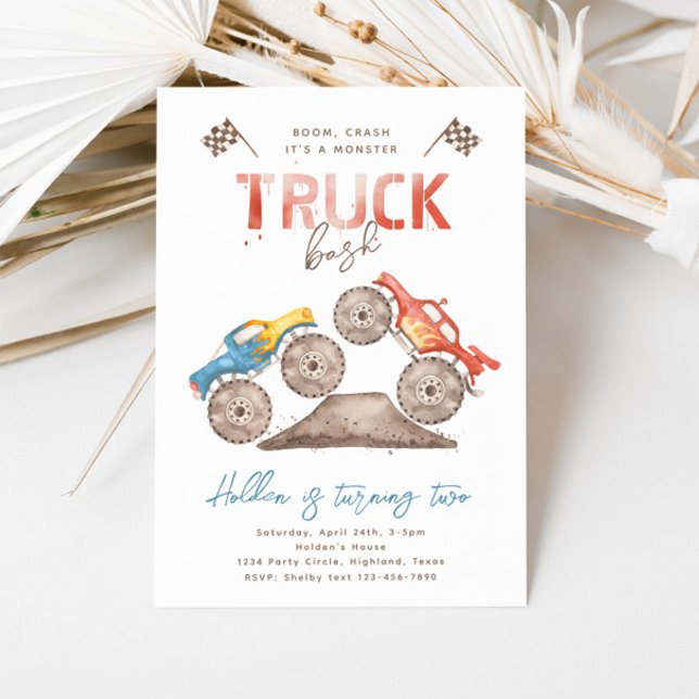 Simple Monster Truck Birthday Invitation | Modern (Creator Uploaded)