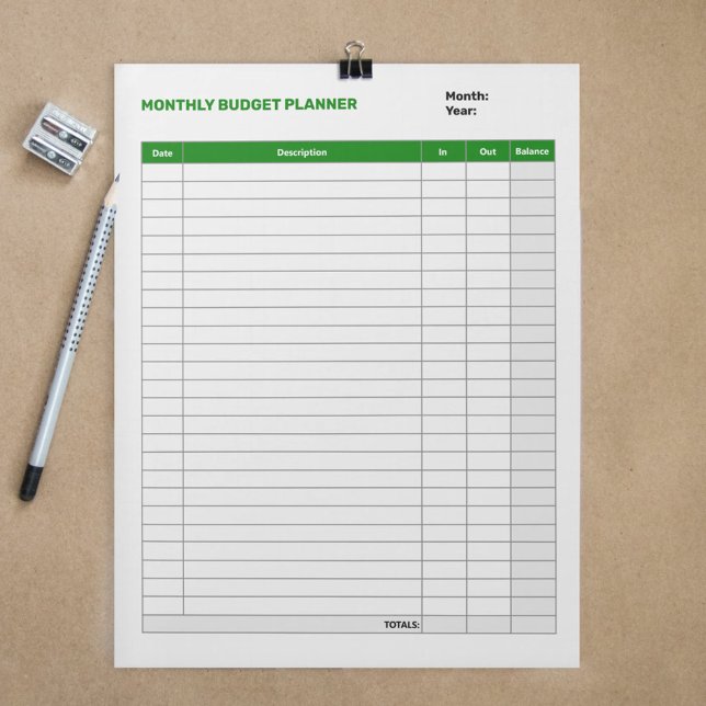 Simple Monthly Budget Planner Green Notepad (Simple Monthly Budget Planner Green Notepad)