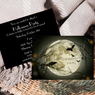 Simple Moon Halloween Party Adult Invitations