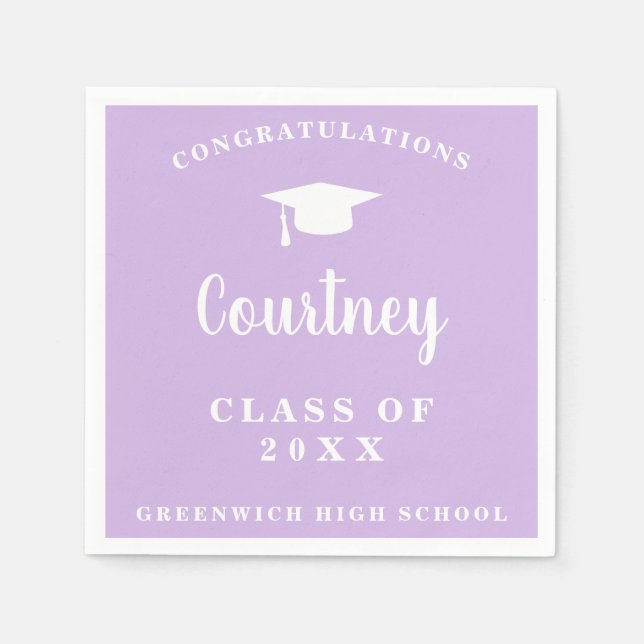 Simple Mortar Board Modern Graduation Napkin (Front)