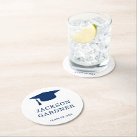 Simple Mortar Board Navy Blue Modern Graduation
