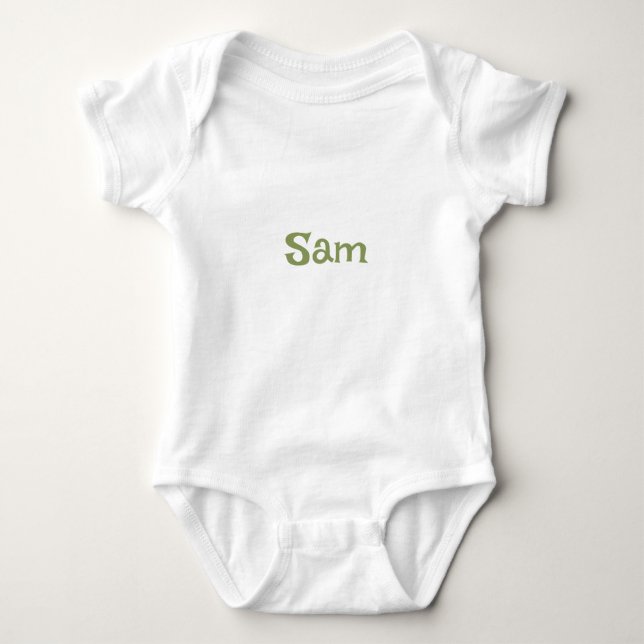 Simple Moss Green Personalised Name Baby Bodysuit (Front)