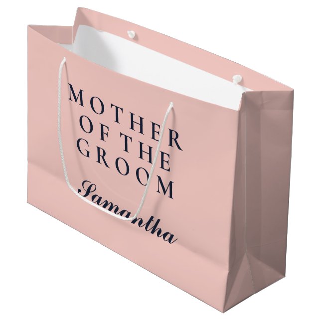 SIMPLE MOTHER OF THE GROOM OXFORD BLUE AND PINK LARGE GIFT BAG (Front Angled)