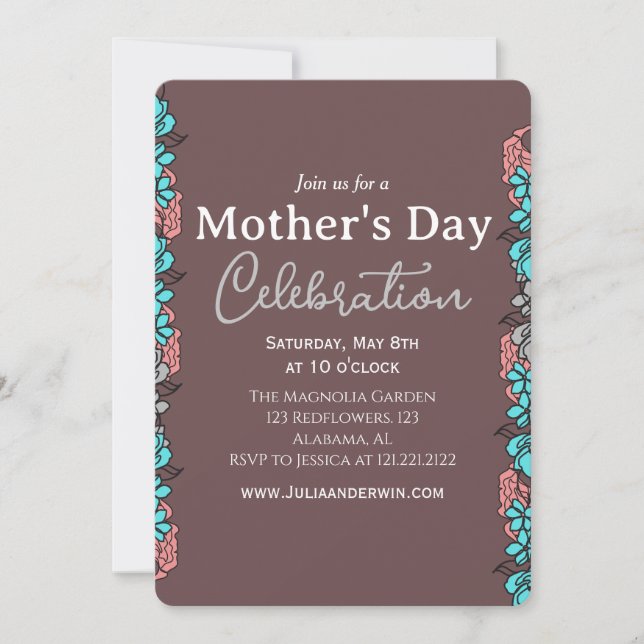 Simple Mother's Day Celebration | Floral theme Invitation (Front)