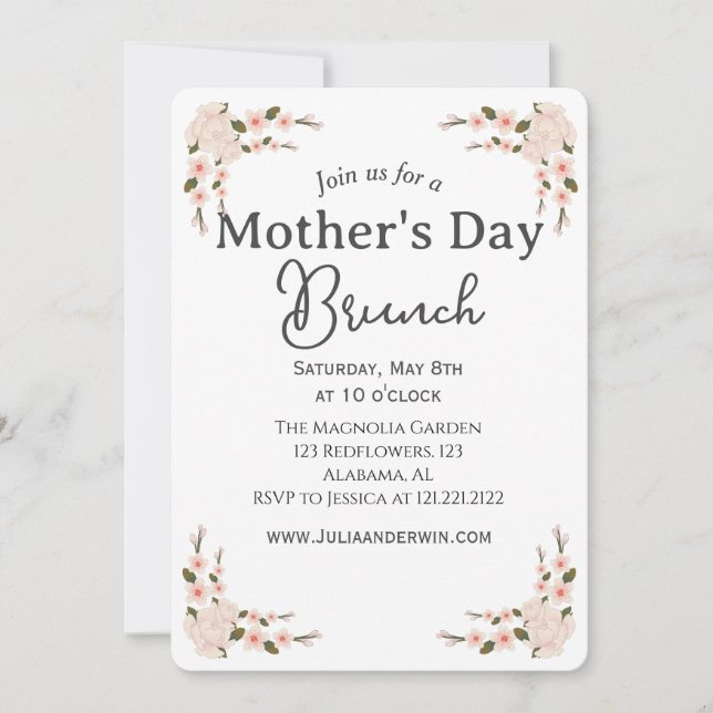 Simple Mother's Day Celebration | Floral theme Invitation (Front)