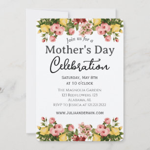 Simple Mother's Day Celebration   Floral theme Invitation