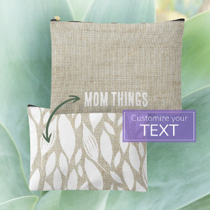 Simple Mother's Day Minimal Linen Cosmetic Bag