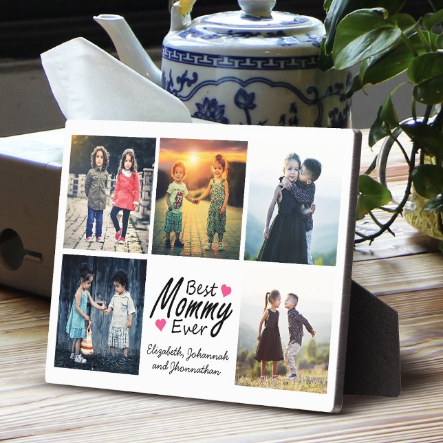 Simple Mother's Day Photo Collage Best Mummy Ever Plaque (Creator Uploaded)