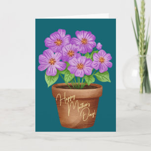 Simple Mother's Day Watercolor Flower Pot Greeting Card