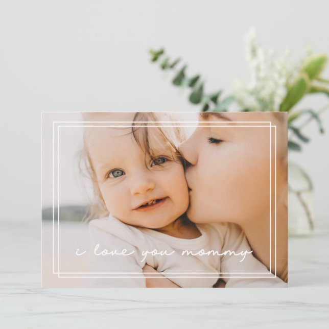 Simple Mother's Day White Double Framed Photo Card (Standing Front)