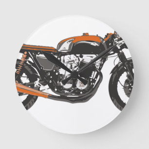 Simple Motorcycle - Cafe Racer 750 Drawing Round Clock