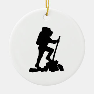 simple mountain hiking man black silhouette ceramic tree decoration