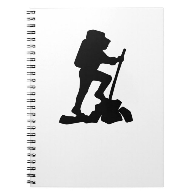 simple mountain hiking man black silhouette notebook (Front)