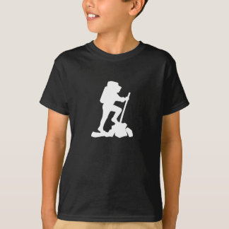 simple mountain hiking man white silhouette T-Shirt