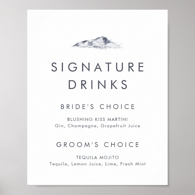 Simple Mountain Signature Drinks Sign (Front)