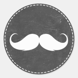 Simple Moustache Chalkboard Baby Shower Favours Classic Round Sticker