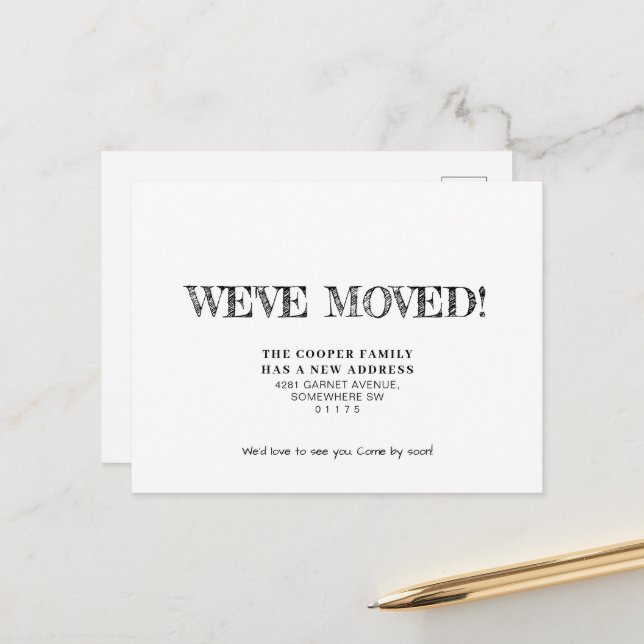 Simple Moving Announcement Postcard (Front/Back In Situ)