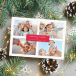 SIMPLE MULTI PHOTO modern minimal scallop banner Holiday Card<br><div class="desc">by kat massard >>> WWW.SIMPLYSWEETPAPERIE.COM <<< An elegant card design featuring quote and personal details that you can change yourself! Choose four of your favourite family photos - landscape works best. White scallop border on the backside, giving you the opportunity to handwrite a personal message or place a full portrait...</div>