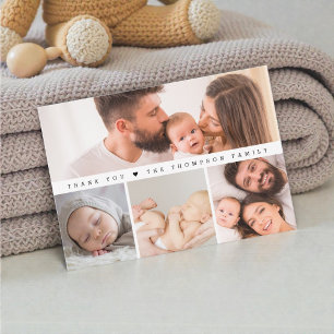 Simple Multi Photos Baby Shower Thank You Card