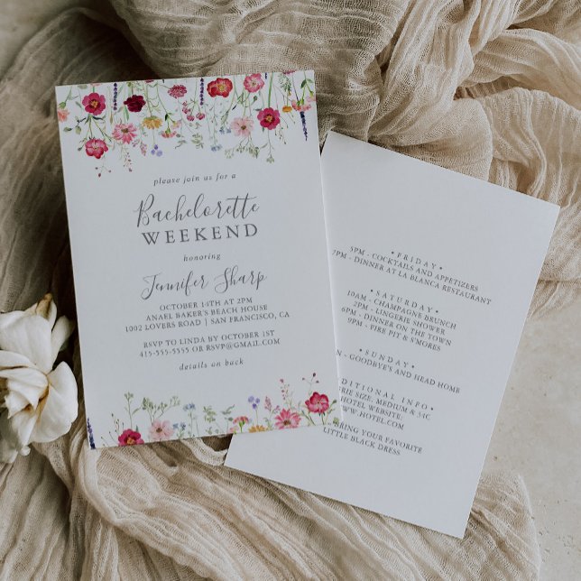 Simple Multicolor Wildflower Bachelorette Weekend Invitation (Creator Uploaded)