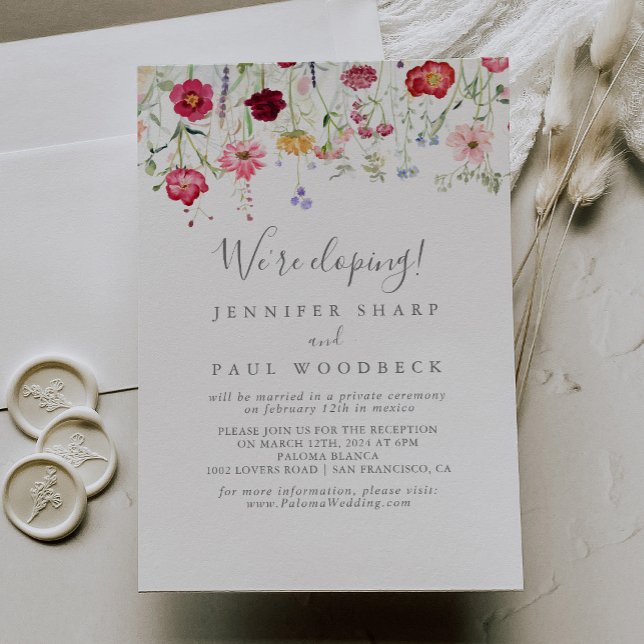 Simple Multicolor Wildflower Elopement Reception Invitation (Creator Uploaded)