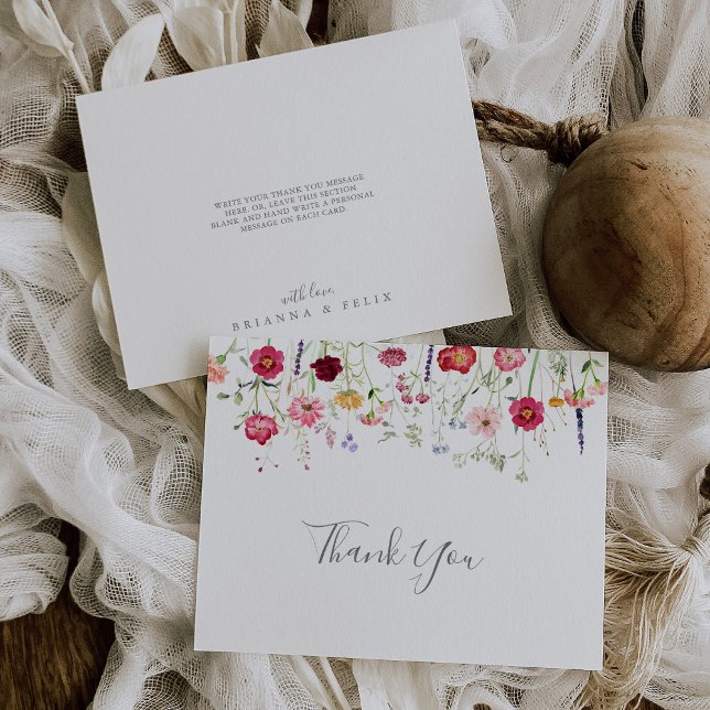 Simple Multicolor Wildflower Flat Wedding Thank You Card (Creator Uploaded)