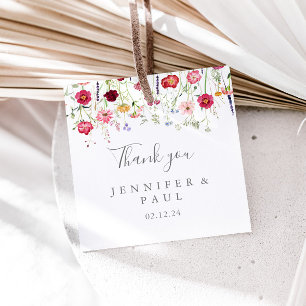 Simple Multicolor Wildflower Wedding Favour Tags