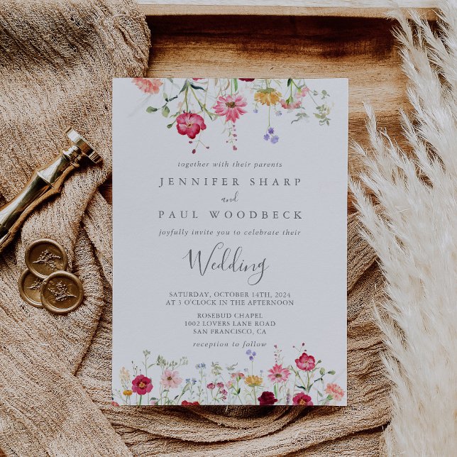Simple Multicolor Wildflower Wedding Invitation (Creator Uploaded)