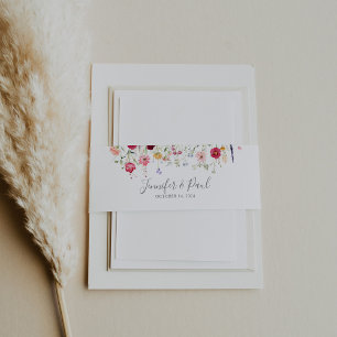Simple Multicolor Wildflower Wedding Invitation Belly Band