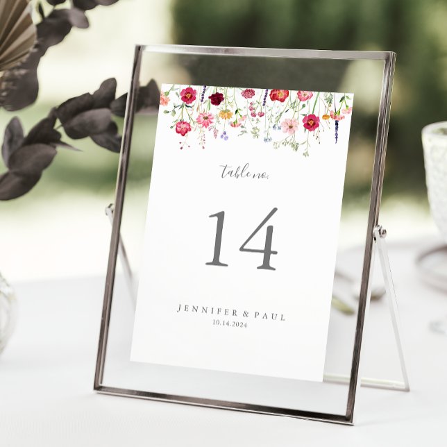 Simple Multicolor Wildflower Wedding Table Number (Creator Uploaded)