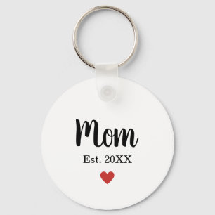 Simple Mum Est. Year Little Heart Custom Key Ring
