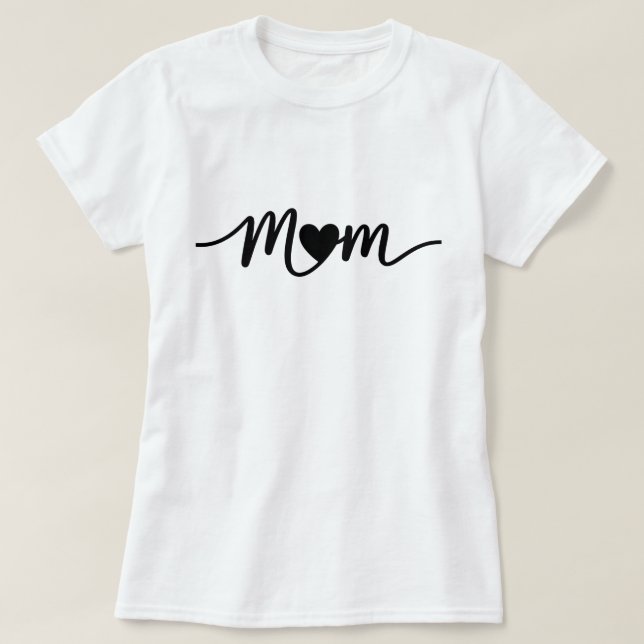 Simple Mum Script Heart T-Shirt (Design Front)