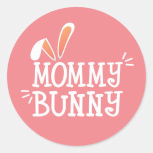 Simple Mummy Bunny Easter Typograph Sticker Seal