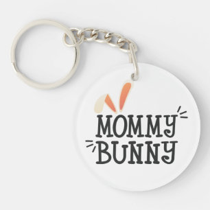 Simple Mummy Bunny Easter Typography Keychain