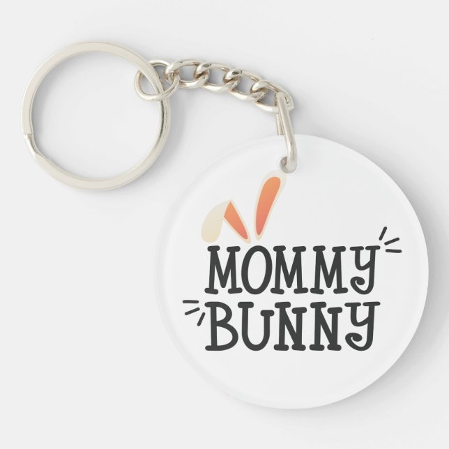 Simple Mummy Bunny Easter Typography | Keychain (Front)